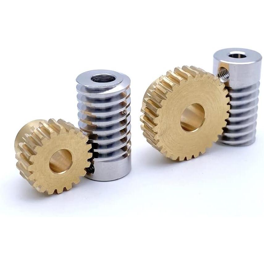 0.8M 304 Stainless Steel Worm Brass Gear Turbine Worm Gear Set 1:20/30/40/50/60 Teeth Industrial Accessories 1set (Color : Worm 5mm, Size : 20