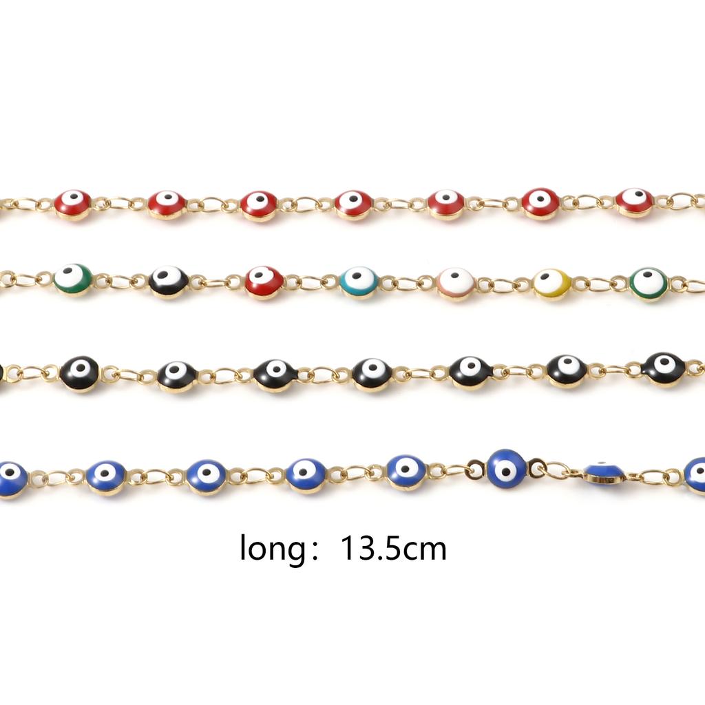 Stainless Steel Religious Bracelets Gold Color Multicolor Round Evil Eye Enamel For Women Men Gifts 13.5cm(5 3/8") Long, 1 Piece