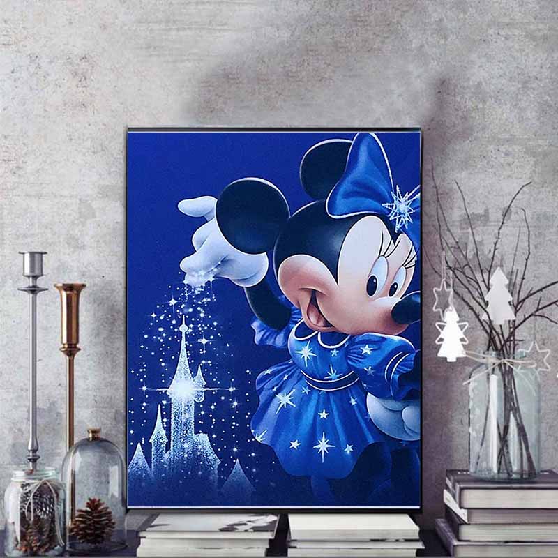 Disney Diamond Painting Set Minnie Mouse Ice and Snow Magic Castle Illustration Embroidery Wall Decoration DIY Set Gift Handmade Crystal 5D Diamond