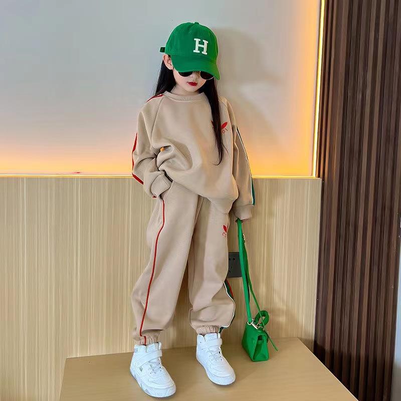 Children's Spring & Autumn 2-Piece Tracksuit - Toddler To Teen Girls: Pullover + Jogger Pants