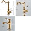 Antik Pirinç Lavabo Musluğu Tek Kollu Karıştırıcı Musluk 360 Derece Döndürme Mutfak Musluğu Mutfak Karıştırıcı Muslukları Sıcak ve Soğuk