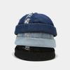 Béret en Denim Vintage Réglable Unisexe Bonnet Crâne Hip Hop Casquette Melon Chapeau Dôme Docker Design Troué pour Hommes et Femmes