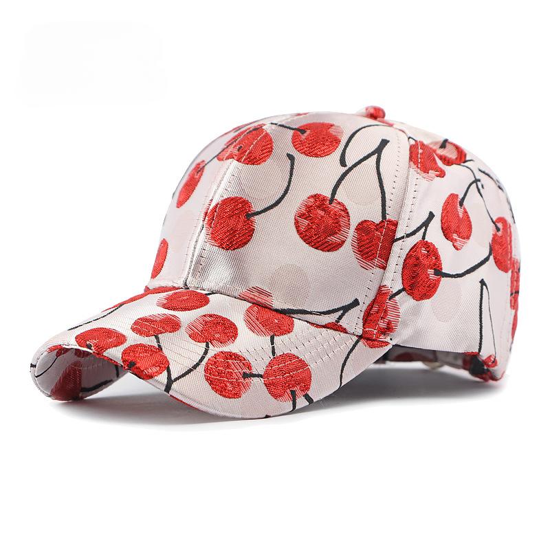 Korean Fashion Cherry Jacquard Pattern Hat Female Hard Top Baseball Cap Streetwear  Hats for Men luxury hats for women