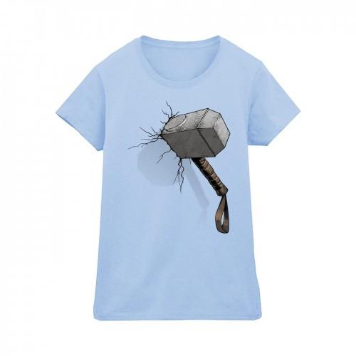

Marvel Universe Womens/Ladies Thor Hammer Crack Cotton T-Shirt XXL білий