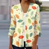 Moda Donna Blusa Cardigan Top Manica a Sette Parti Stampata Casual Ampia