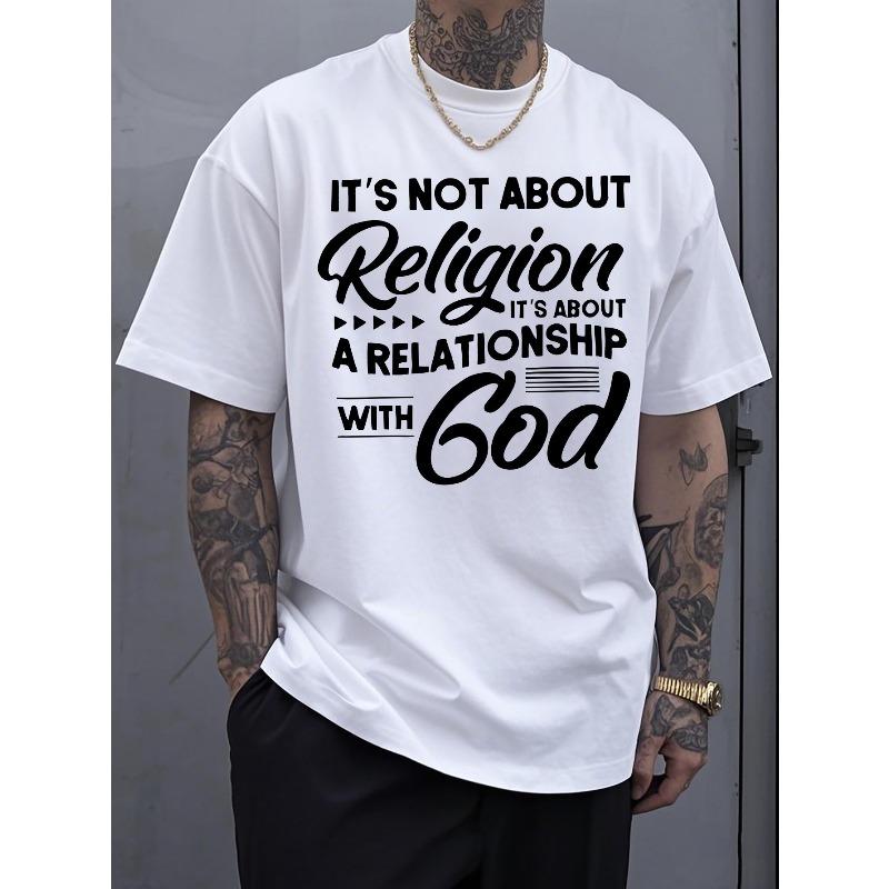 

Men s Loose Fit Cotton T-Shirt with Short Sleeve - Breathable Round Neck Casual Summer & Casual Attire, Machine Washable Geometric Print Top S белый