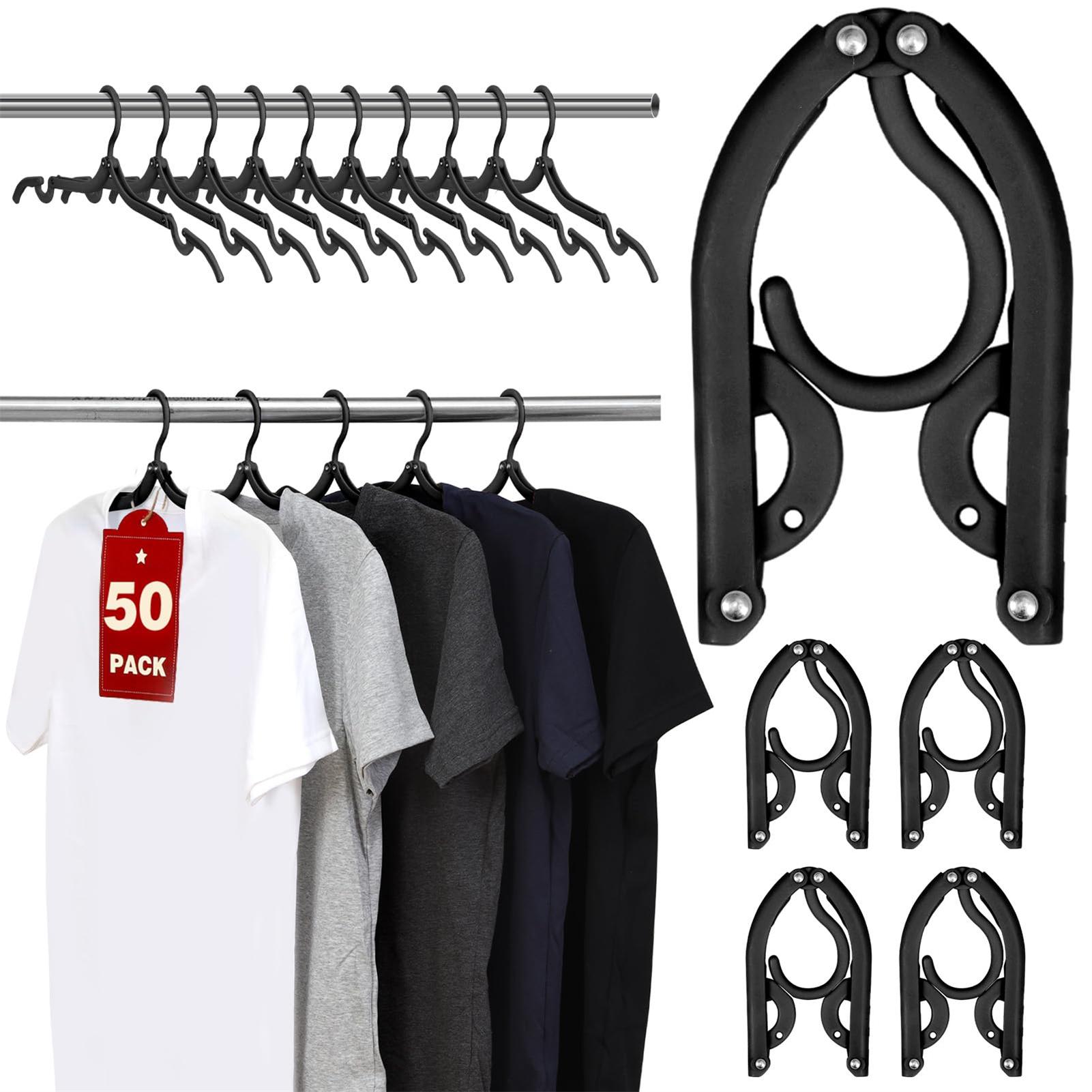 

10pcs Portable Travel Hangers Non-slip Outdoor Foldable Travelling Hangers for Tank Tops Dress Bars Ties Belts чорний