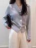 Women's V-Neck Cashmere Wool Cardigan - Long Sleeve, Loose Knit, Soft Base Layer Sweater for Autumn and Winter