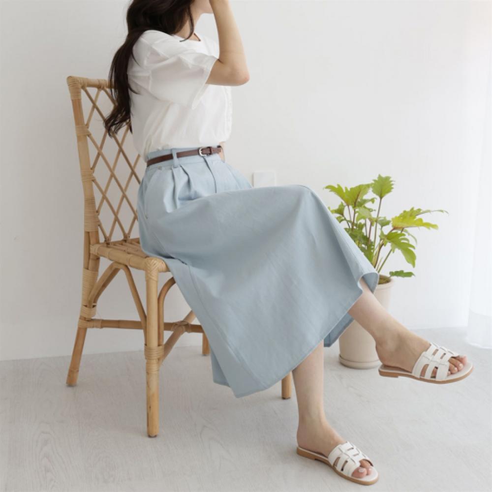 New ArrivAls Open Run Women PAstel Color A Line Long Skirt bAck bAnd Slim Belt