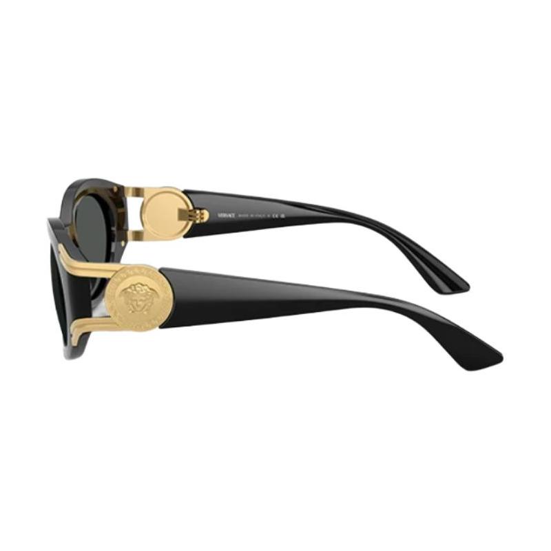 Versace Temple Logo Design Injection Oval Sunglasses Women's Black 51646730 0VE4503U GB1/87-Black 55