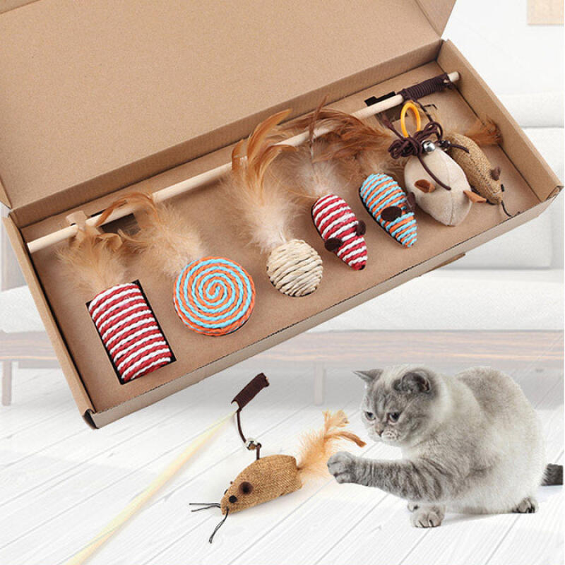 Cat Fishing Rod Toy 7p Scratcher Refill 7 types of cat fishing rods