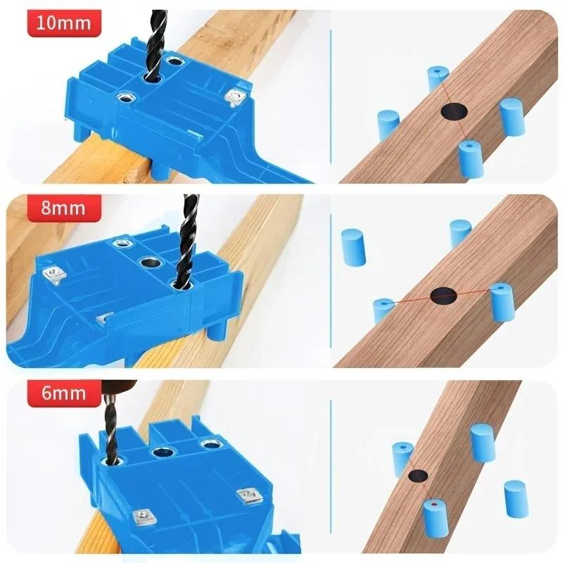 Holzbearbeitung Dübel Handbohrführung und Lochsäge Werkzeug 6/8/10mm Bohrer Für Tischlerei Gerader Lochfinder Klemme