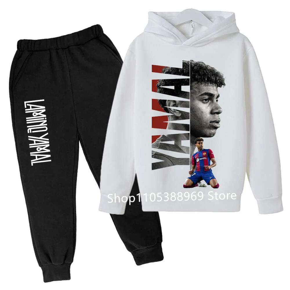 Kinder Lamine Yamal 2-teiliges Trainingsanzug Set Jungen Mädchen Fußballstar Hoodie + Jogginghose Set Grafisches Kapuzensweatshirt Sport Outfit