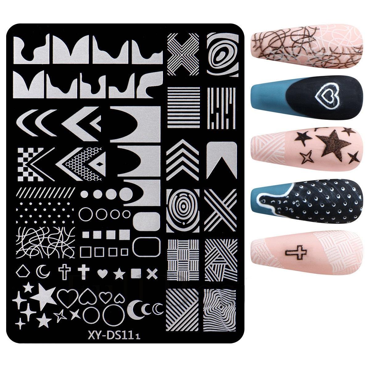 

DIY дизайн ногтей штамп пластины звезда снежинка кружева трафареты из нержавеющей стали для печати изображений маникюрные инструменты для штамповки