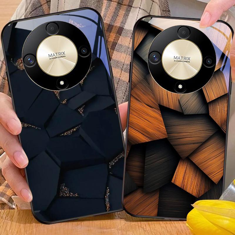 Geometric Stones For Honor 50 70 30 90 200 X5 X5b Plus X6 X8 4G 9 X9c Smart 30 Max Magic 4 5 Pro 7 Lite Glass Phone Case
