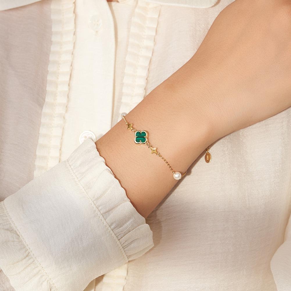 Fashion Bracelet Jewelry 925 Sterling Silver Clover Bracelet Chain for Women Charms Gold Plated Bracelet