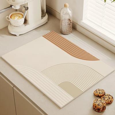 Tapis de séchage de vaisselle Tapis d'égouttage doux Antidérapant Super absorbant Résistant à l'usure Tapis pour machine à café Décor de table de cuisine Cour