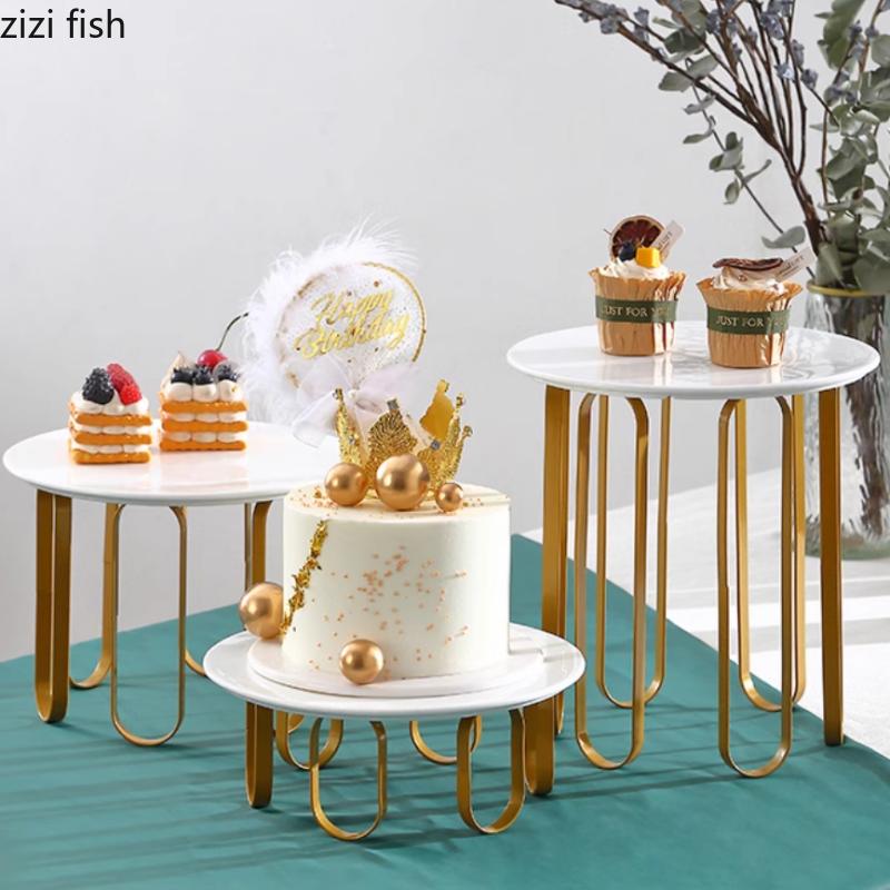 Metal Ceramic Cake Stand High Footed Dessert Plate Dim Sum Rack Bread Plate Fruit Plates Refreshments Tray Sushi Plates