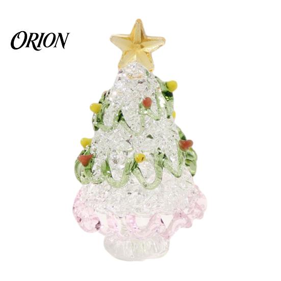 Colorful Glazed Figurine Mini Christmas Tree Figurine, Handmade Colored Glaze Tabletop Ornament Durable Glass Decor with Star Top for Xmas Indoor Desk