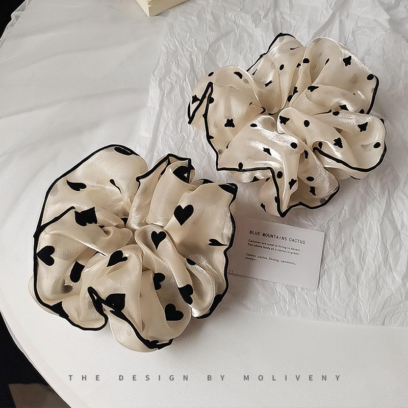 Beige Fashionable Large Hair Tie: Temperamental Yarn Ball Head Accessory for Women