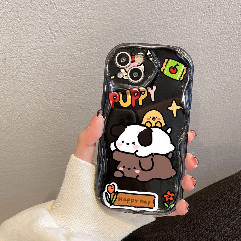 Cute Puppy for Apple 17/16/15 Promax Mobile Phone Case iPhone14 Couple 13 Fine Hole 12