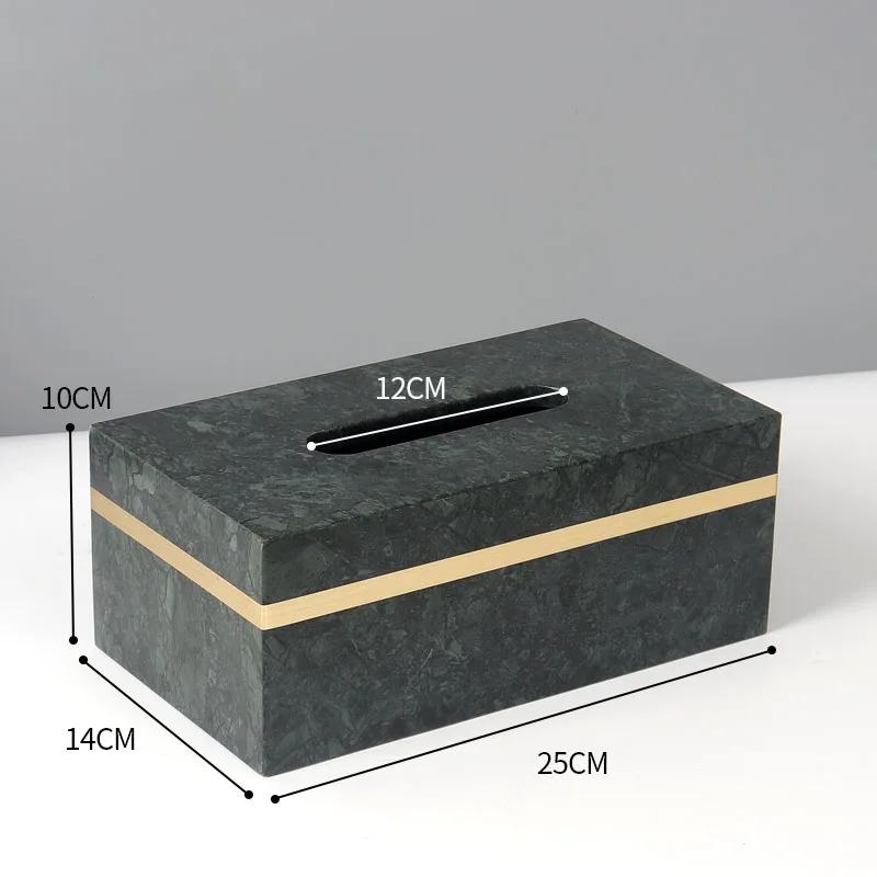 Natürliche Marmor-Taschentuchbox Goldener Strich Badezimmer-Papierboxen Westliches Restaurant Schreibtisch-Serviettenhalter Heimdekoration Modern