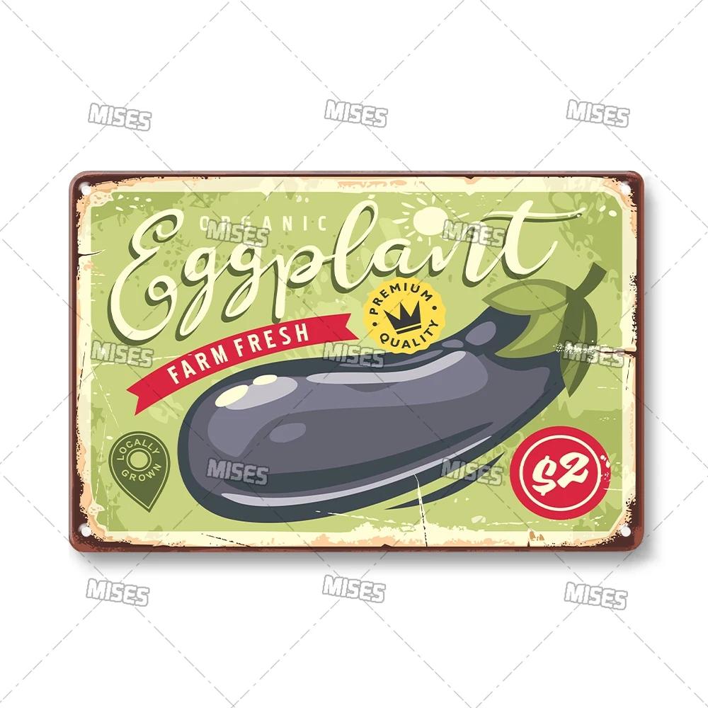 MISES Vegetable And Fruit Metal Tin Sign Retro Metal Plaque Decorative Plate Man Cave Studio Farm Metal Sign Kitchen Wall Plate