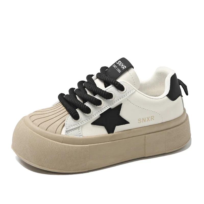 White Shoes Women's Casual Sneakers for Women Vintage Fashionable Lightweight Leather Spring Autumn Student Shoes