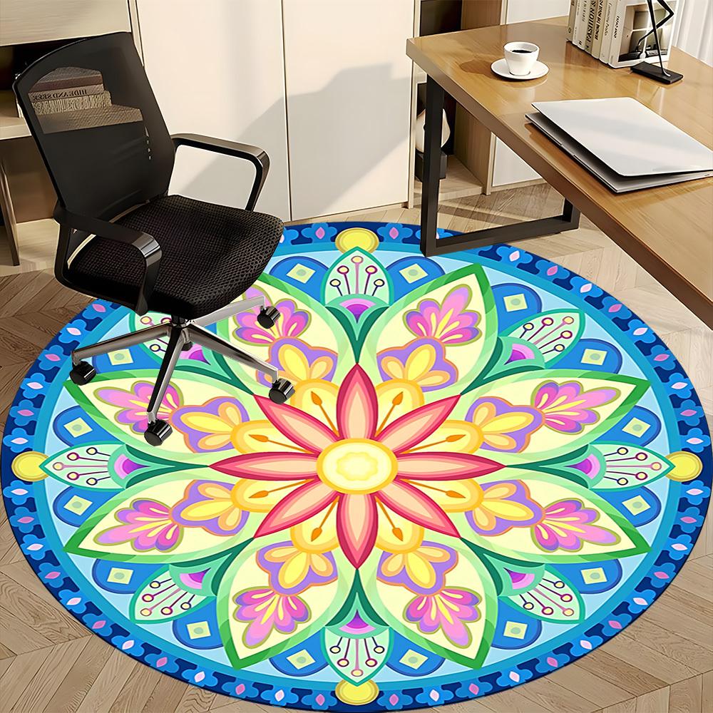 1pc Mandala Artwork Chair Carpet for Office, Non Slip, Soft and Durable Office Rug for Interior Decoration