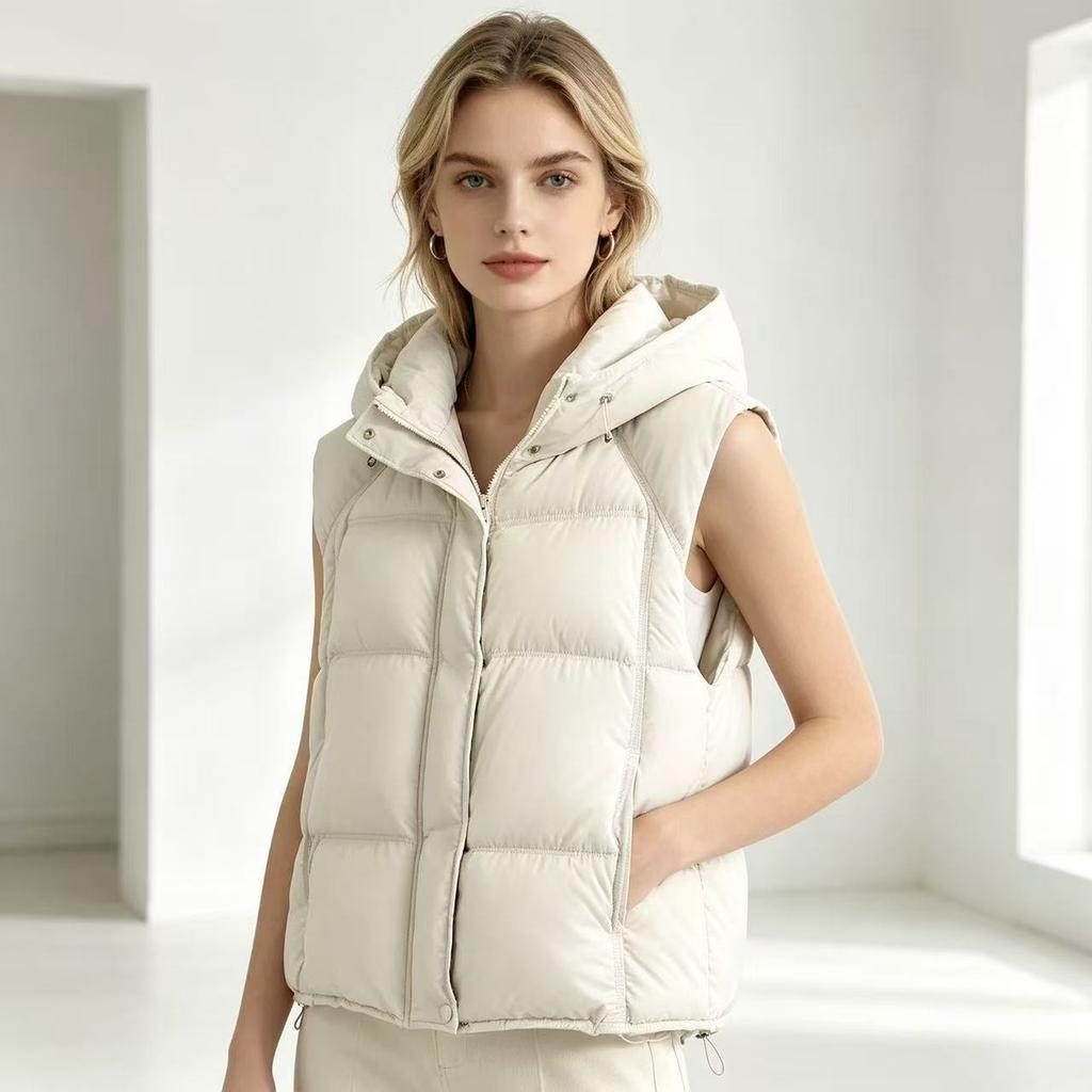 Puff Hooded Down Cotton Clothing Vest Women's Winter New Large Size Women's Loose Vest Jacket