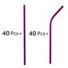 80Pcs 8mm*215mm Reusable Metal Straw 304 Stainless Steel Drinking Straight Bent Straws Eco-friendly Party Bar Accessories
