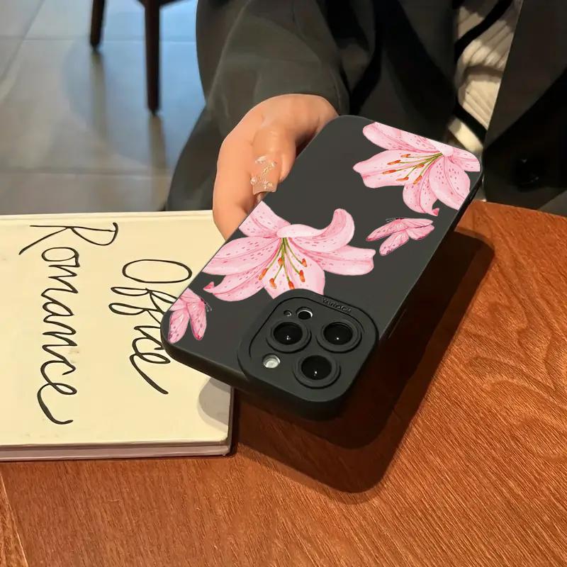Floral Lily Butterfly Pattern Phone Case For iPhone 16 15 Pro Max 14 Pro 13 12 11 16E 7 8 Pus XR XS X SE Shockproof Soft Cover