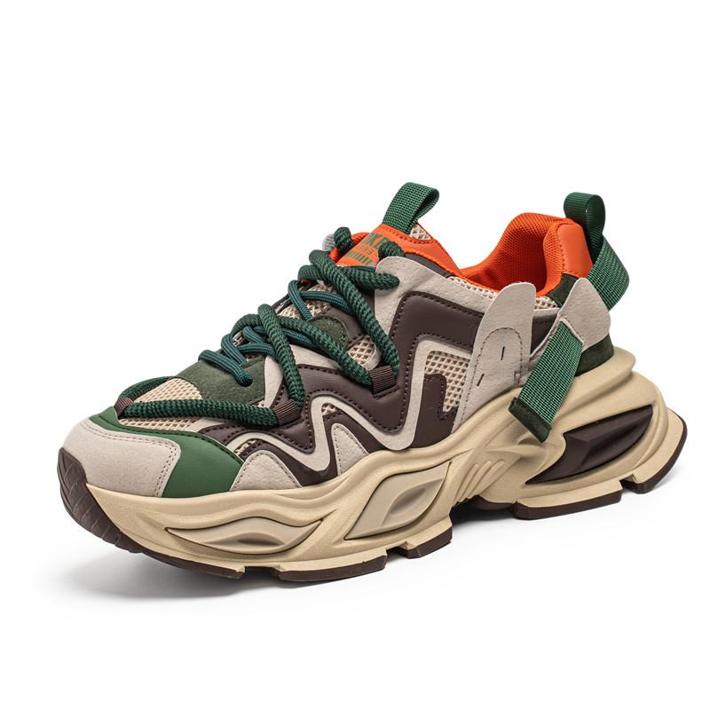 

Four seasons contrasting color fashion platform dad shoes men s trend low-top lace-up sports shoes Korean version of street niche shoes 44