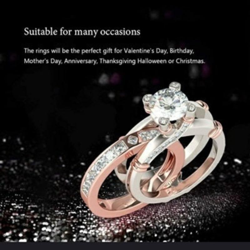 Kreative Kombination Drei Ringe Set Mit Diamanten Vielseitig Mode Damenring Gold Zweifarbig Ring Diamant