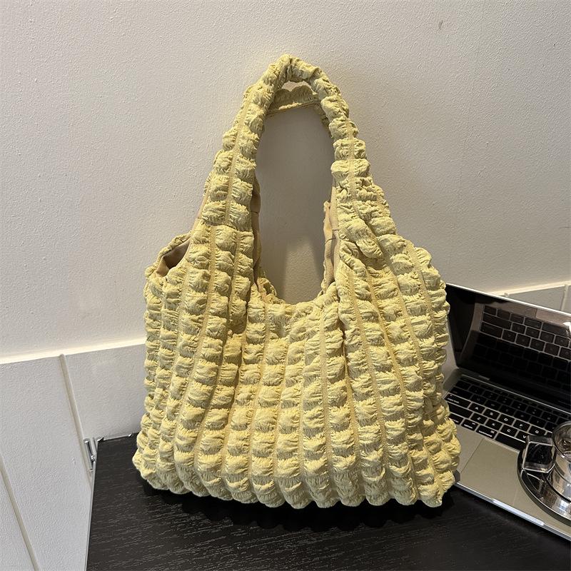 Korean Fashion Cloud Puff Floral Single-Shoulder Bag for Women - 2024 Winter Minimalist Handbag