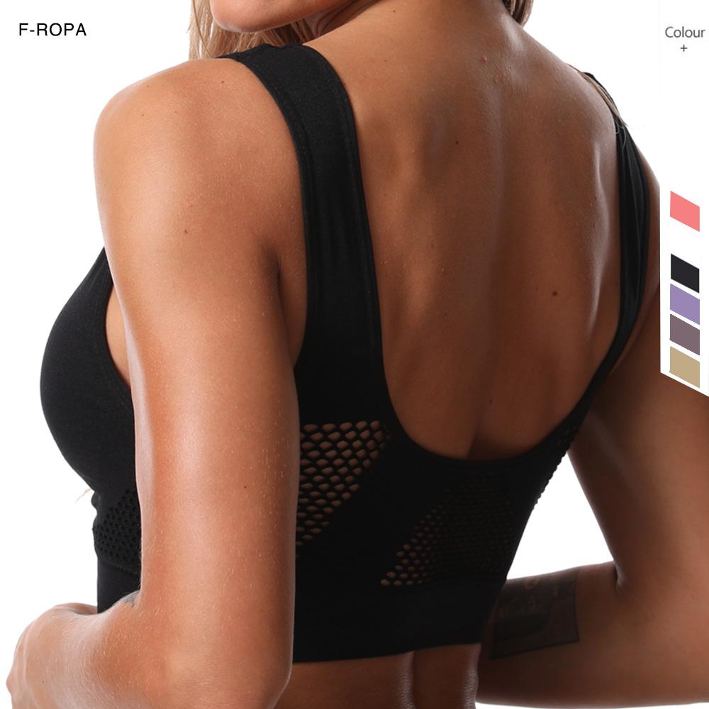 Sømløs Mesh Dame Sports BH Fitness Gym Løpeundertøy Støtsikker BH Trådløs 6XL Plus Size Pustende Yoga BH