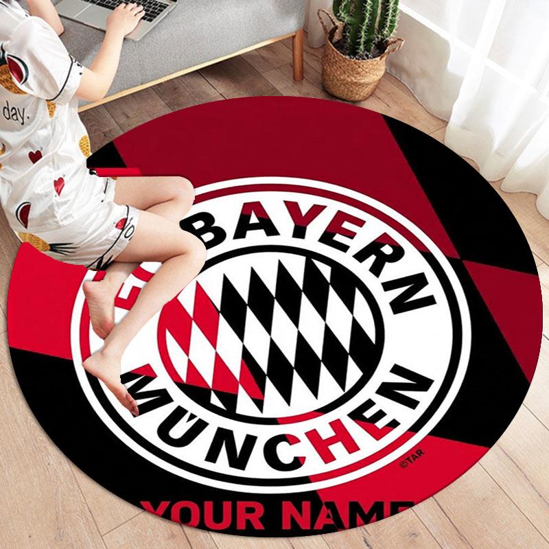 FC Bayern Munchen Custom Name Round Area Rug,Carpet Rug for Living Room Bedroom Sofa Playroom Decor,Non-slip Floor Mat