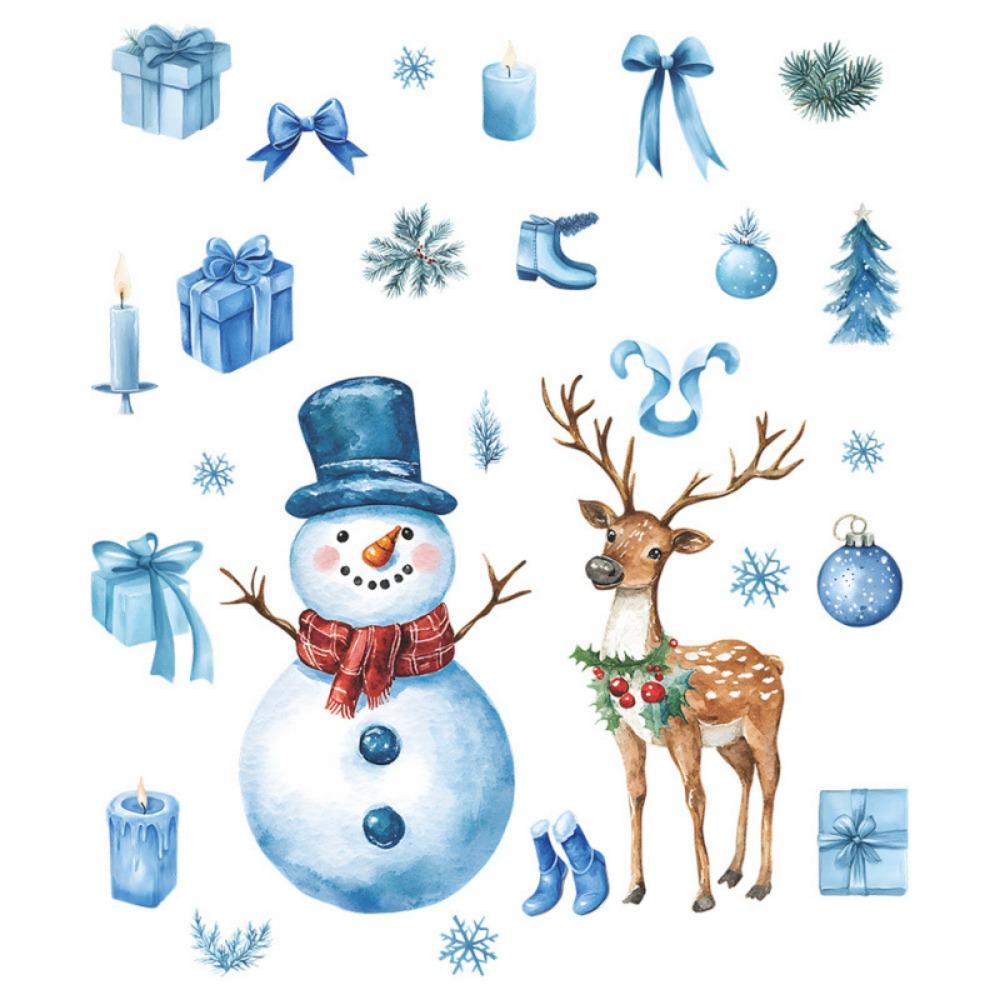 Creative DIY Christmas Snowman Sticker Cute Cartoon Christmas Wall Sticker Painted Snowflake Decal Background Beautification
