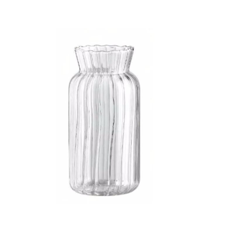 1/2pc Transparent Glass Vases Striped Hydroponic Plant Flower Pot  Living Room Bedroom Floral Plant Bottle Desktop Vase Decor