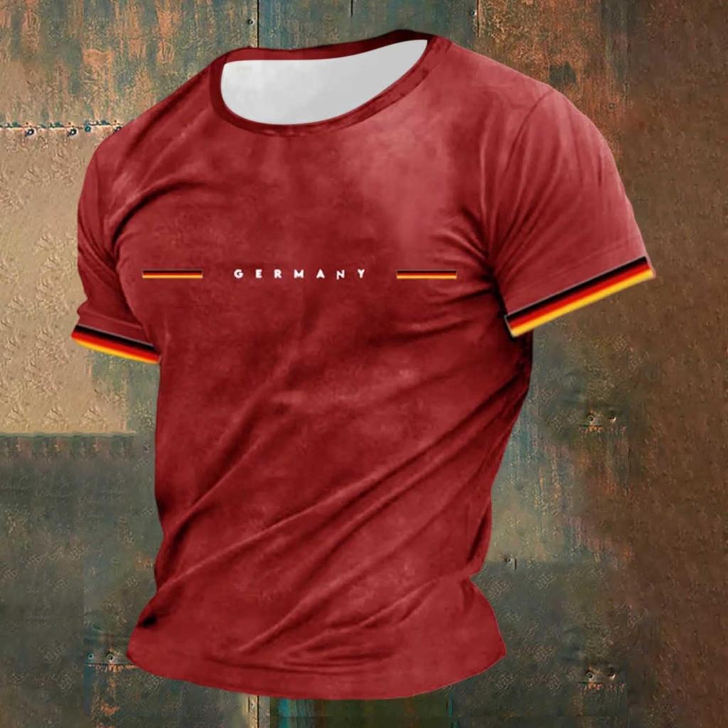 Men's Short Sleeve Crew Neck T Shirt with Soccer Player Print Germany Themed Casual Top for Sports and Daily Wear