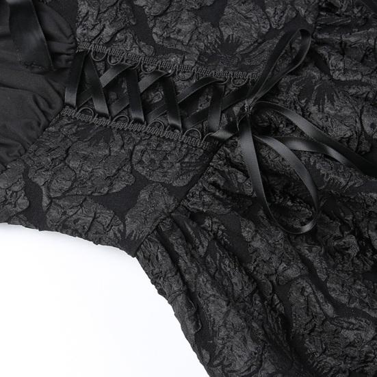 Women's Sleeveless Gothic Lace Dress Vintage Corset Halter Swing Cocktail Dress Victorian Style Black Lolita Punk Dress