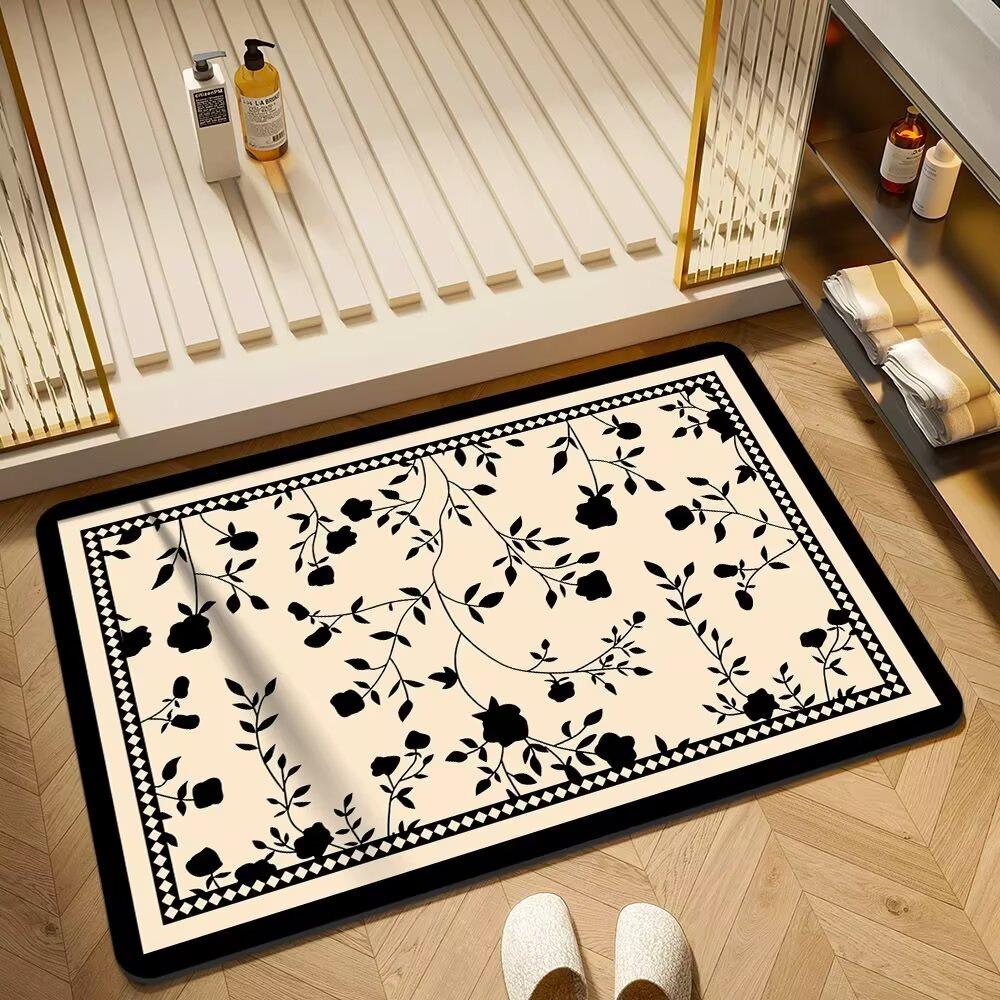 Europe Style Simple Black White Carpet Living Room Sofa Bedroom Study Kitchen Entrance Door Rug Non-Slip Light Luxury Decor Mat