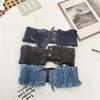 Lace Denim Stretchy Cummerbunds Cloth Wide Waist Belt Simple Female Waistband  Corset