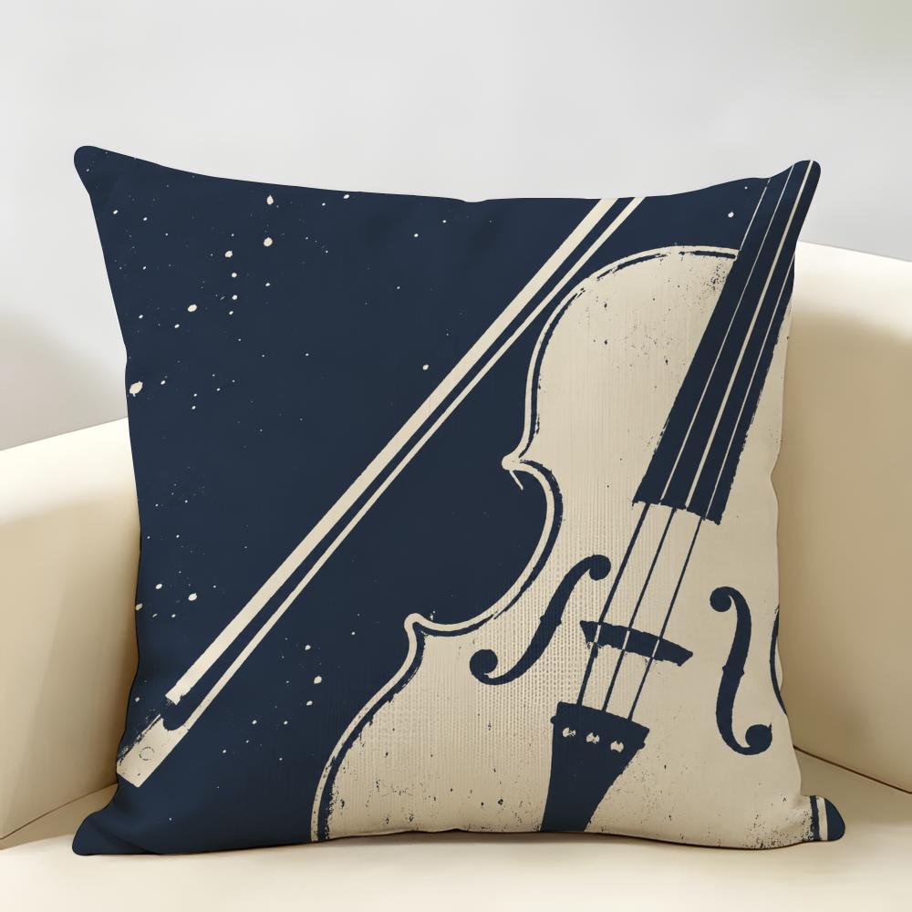 Musical Boho Jazz Cushion Cover Durable Hypoallergenic Organic Linen Pillow Cover Short Size Washable SkinFriendly