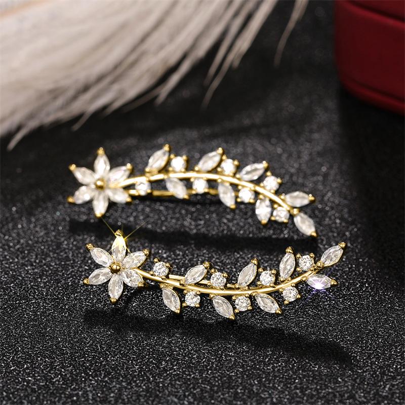 Luxuriöse Trend Ohrstecker in Blumen- und Blattform für Damen, mit funkelndem Zirkonia, ästhetische Ohrringe, Statement-Schmuck
