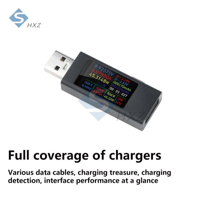 360W USB Tester Voltmeter Ammeter 1.06" IPS 4V-30V 12A Peak QC/PD Detect w/ Energy Curve for Laptop Charger Data Cable Test Tool