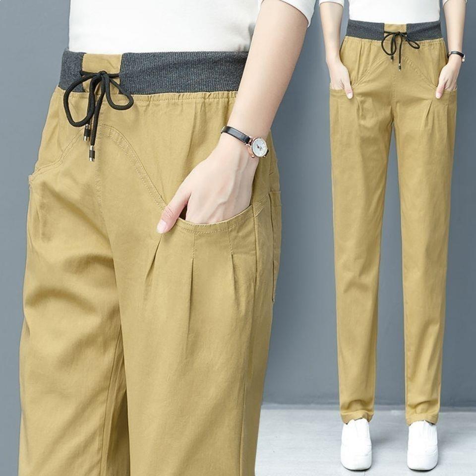 

Autumn Women s Korean-Style Versatile High-Waist Slimming Cargo Harem Pants 3XL (31) хаки