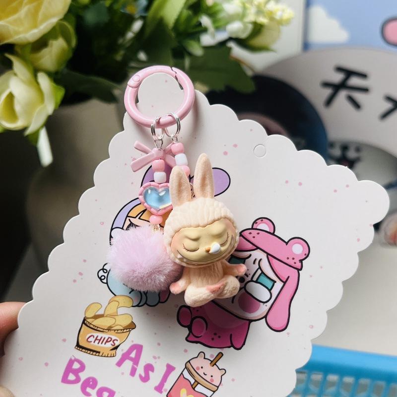 Flocking Mini Yoga Keychain Doll Bag Pendant Cute Schoolbag Gift Hanging Keychain