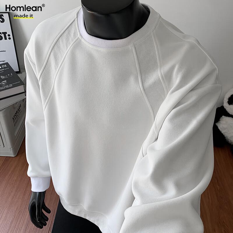 Homlean Men s Solid Color Loose-Fit Crew Neck Sweatshirt HW27 2XL