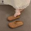 Women's Versatile Retro Soft Sole Sandals - French Toe Cap, Solid Color, Comfortable for Home & Outdoor Wear